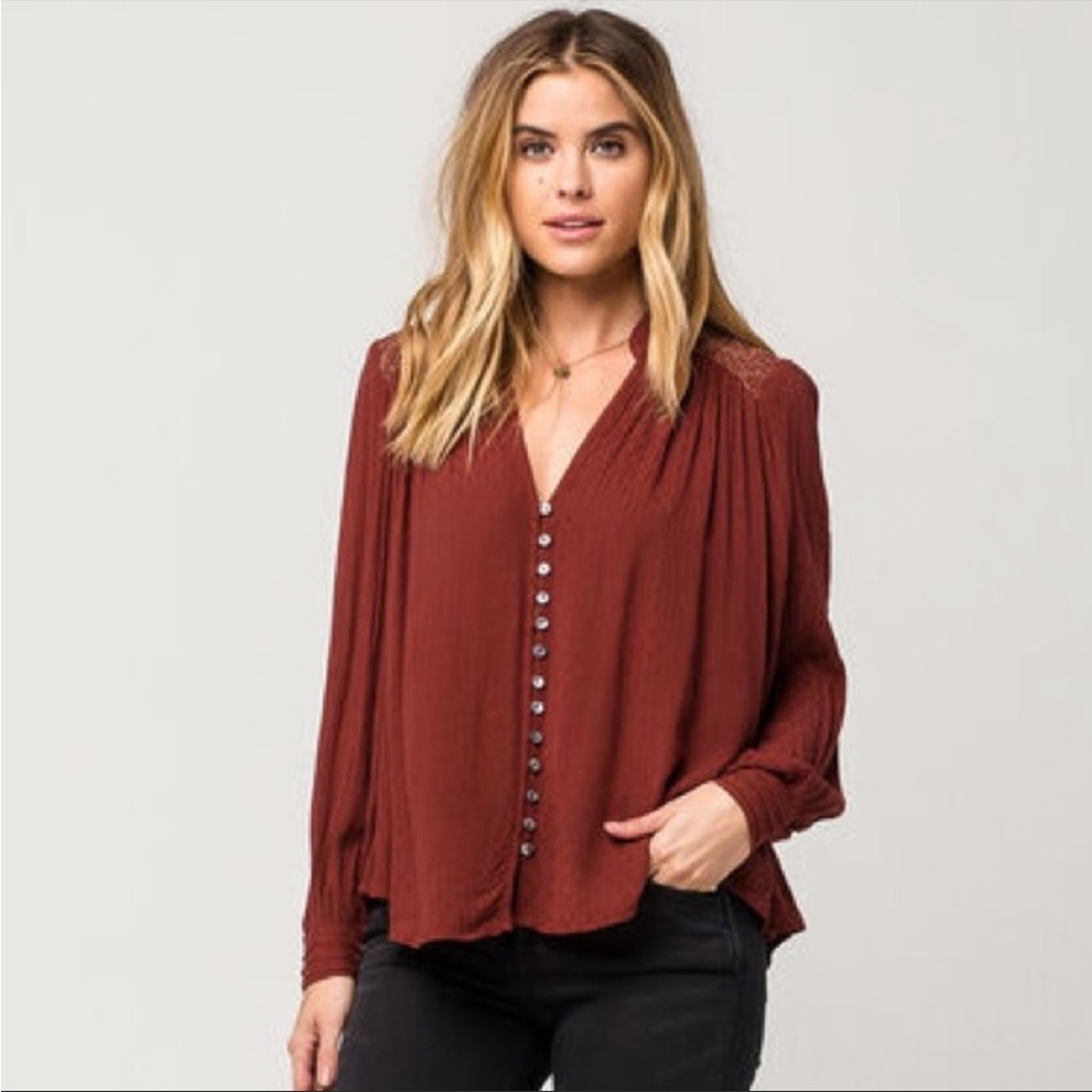 Free People long sleeve button down blouse NWT small